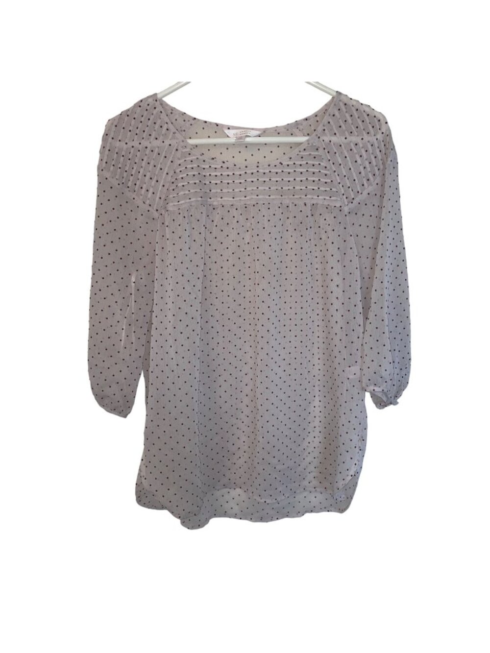 Lauren Conrad Womens Polka Dot Sheer Blouse 3/4 Sleeves